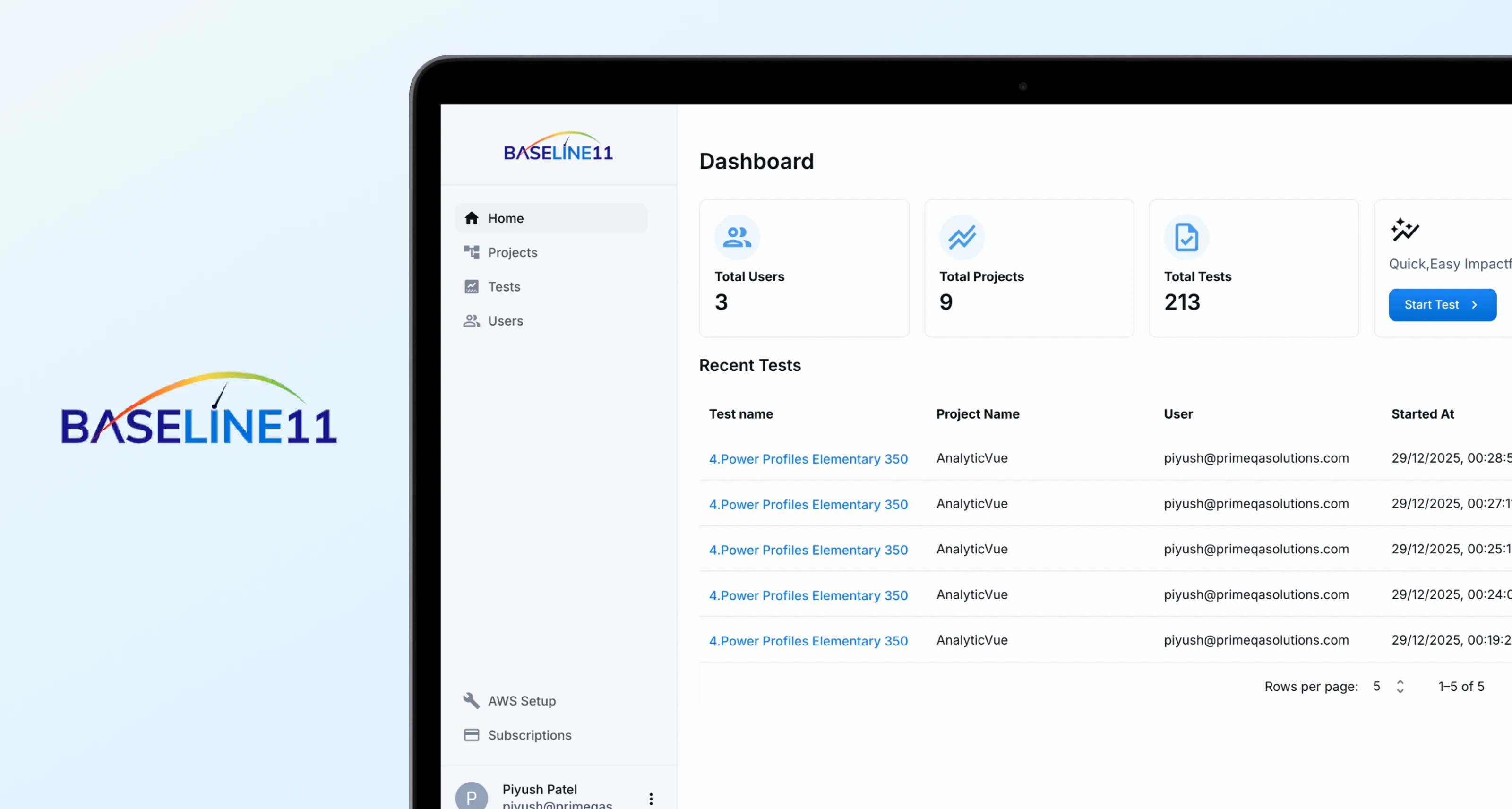 BaseLine11: Automated Testing Saas
